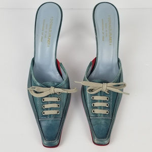 Donald J Pliner Blue Red Lace Up Heels Italy Sz 8